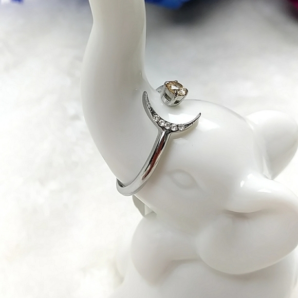 Crescent Moon Dainty Rhinestone Ring Celestial Galaxy Astrology Moon Child - Picture 7 of 12